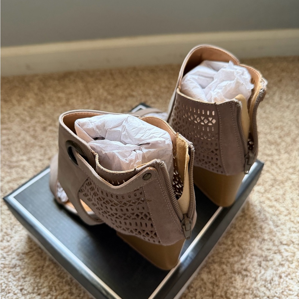 Qupid Taupe Cutout Heeled Sandals - Picture 2 of 4